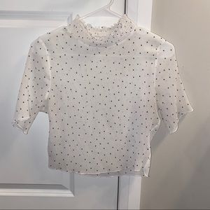 Polka dot mesh top